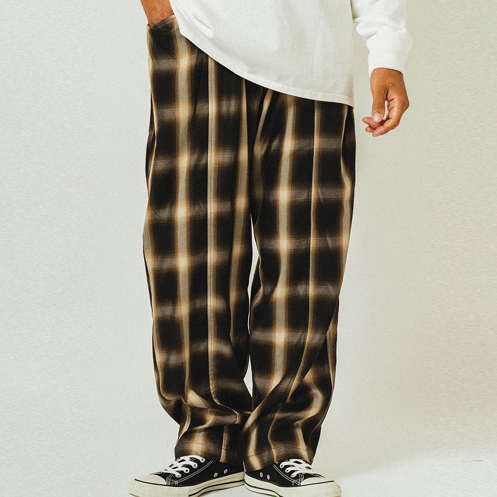 [ビッグマイク]RAYON MIX EASYPANTS（BLK×BRN）