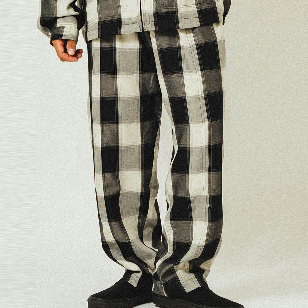 [ビッグマイク]RAYON MIX EASYPANTS（WHT×BLK）