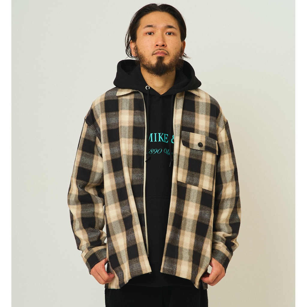 [ビッグマイク]ヘビーフランネル ジップシャツJKT チェック