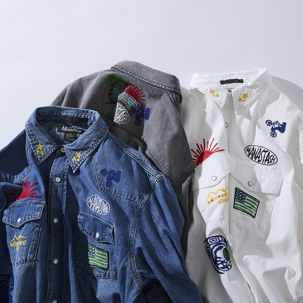 [マナスタッシュ]WESTERN EMB.SHIRT