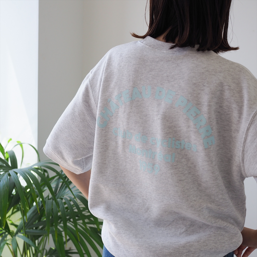 [ブルーホワイト]半袖スウェット ロゴTシャツ