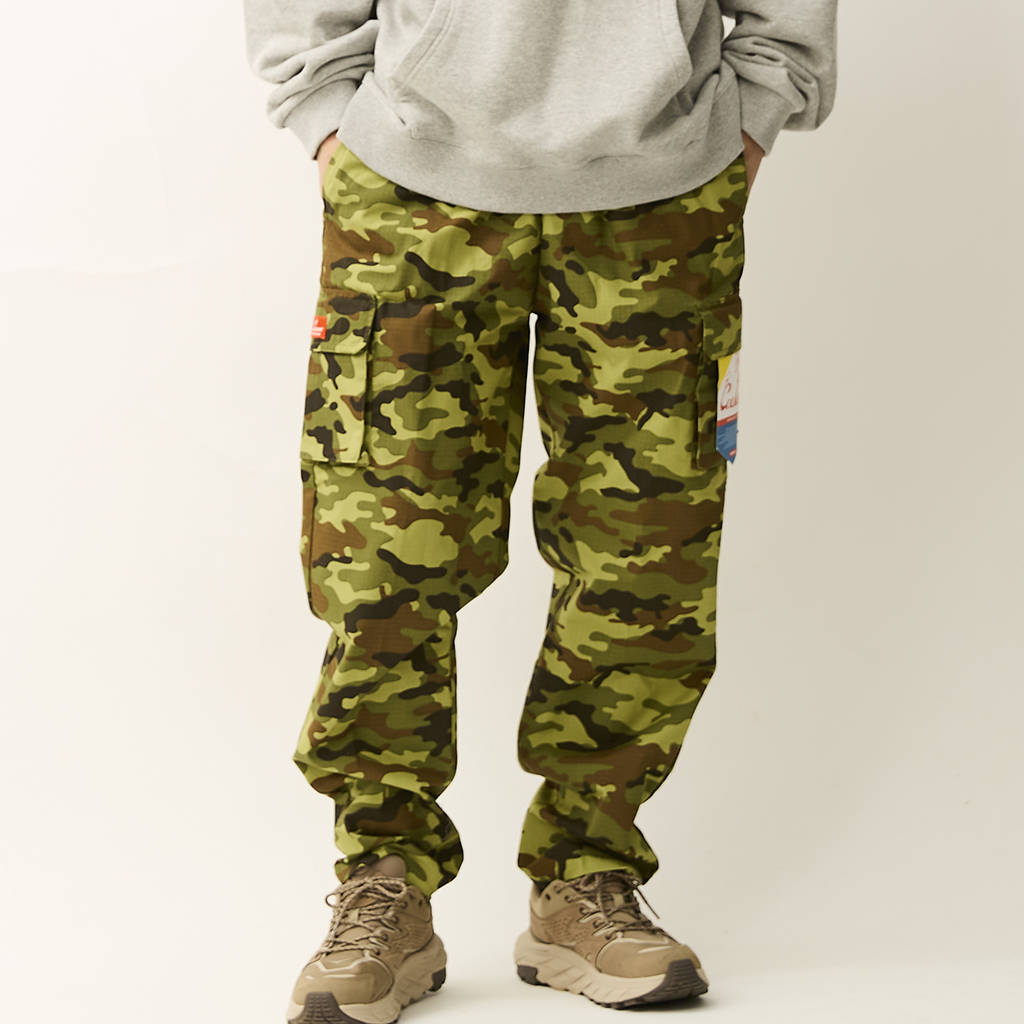 [クックマン]Chef Pants Cargo Ripstop Woodland Camo Green