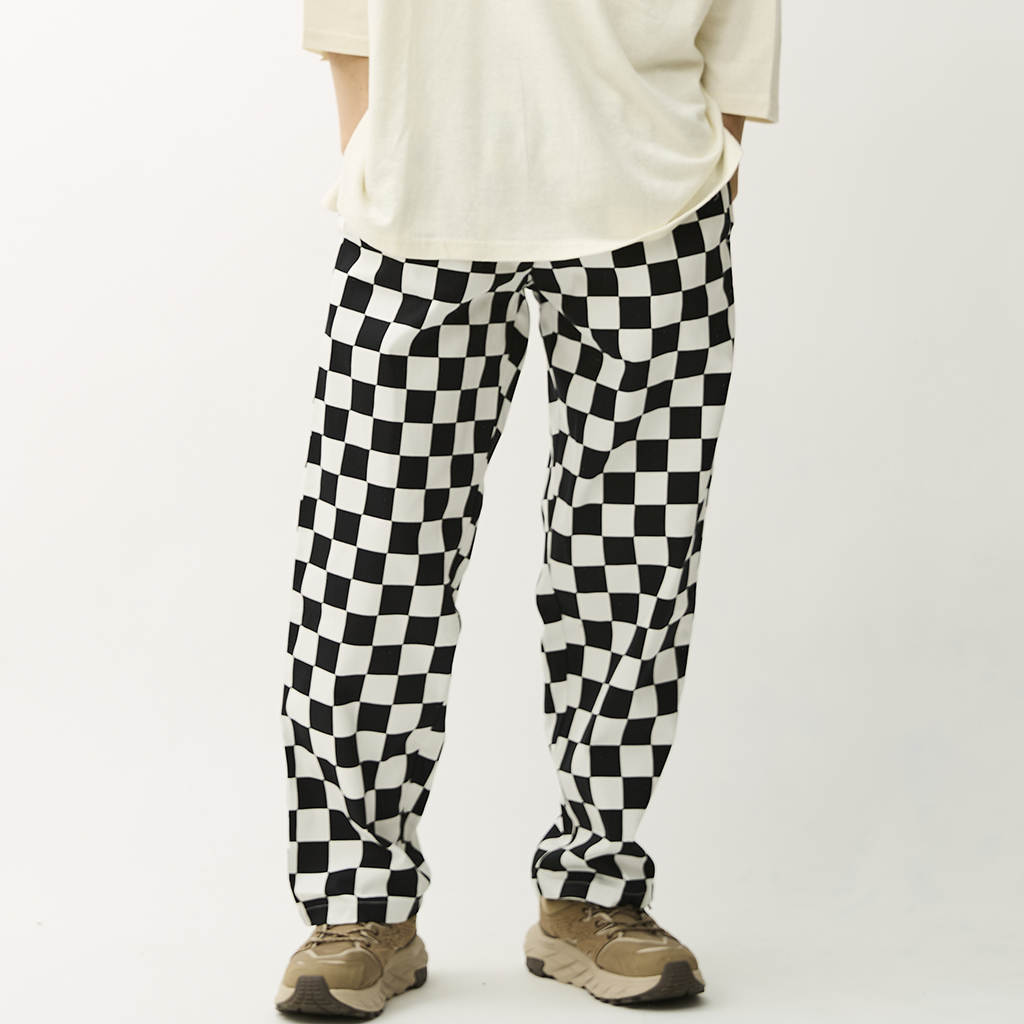 [クックマン]Chef Pants Semiwide FATBURGER Checker Black