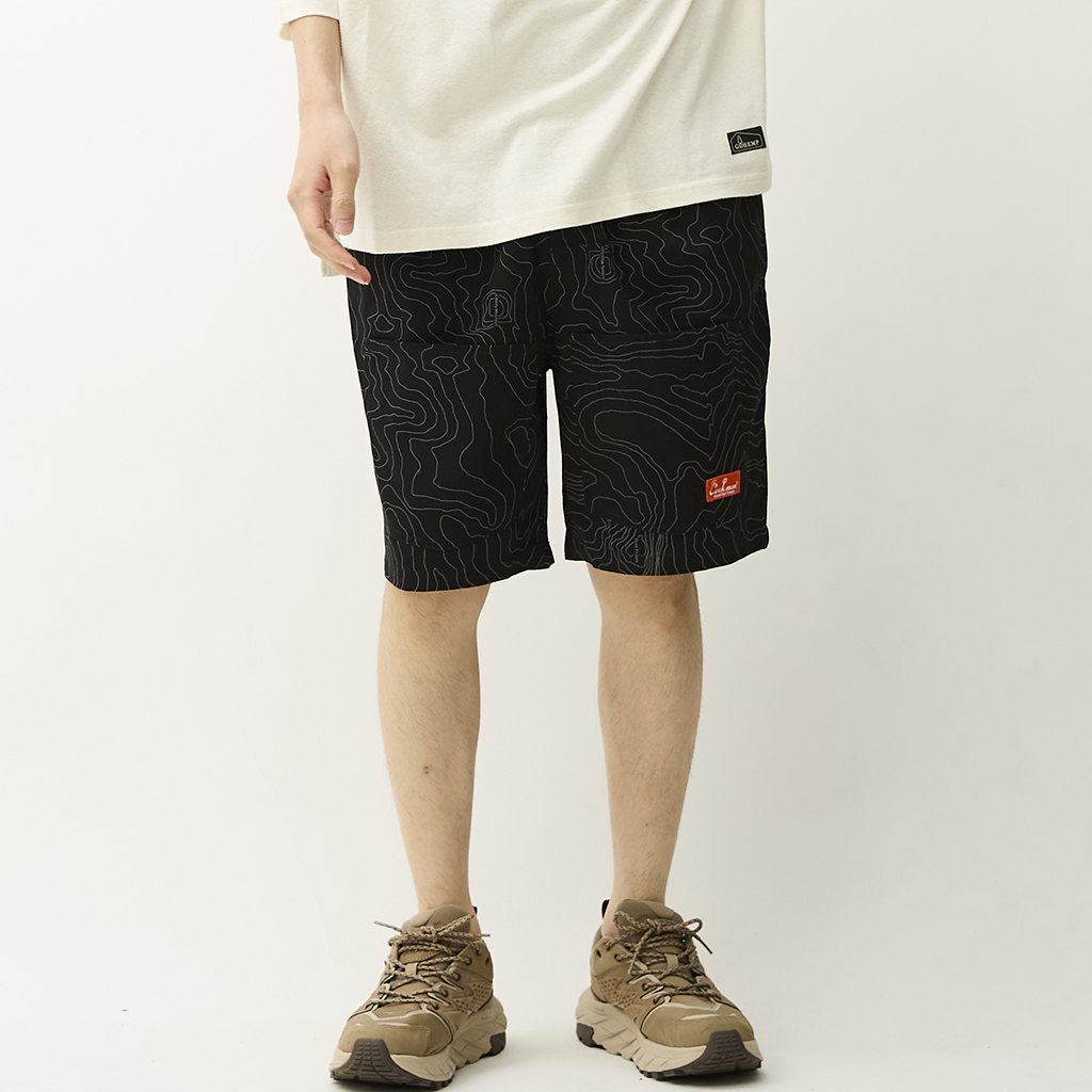 [クックマン]Chef Pants Short Front Pocket Big Bear Black