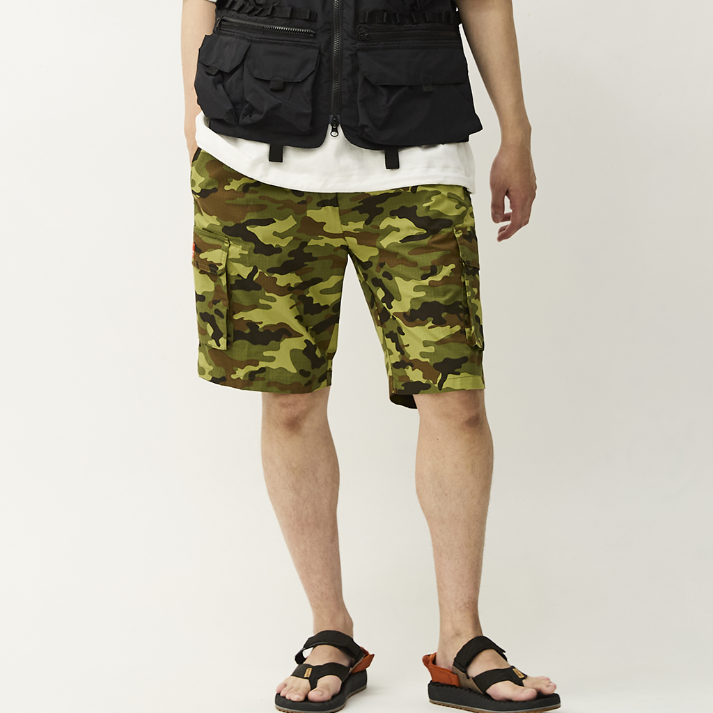 [クックマン]Chef Pants Short Cargo Ripstop Woodland Camo
