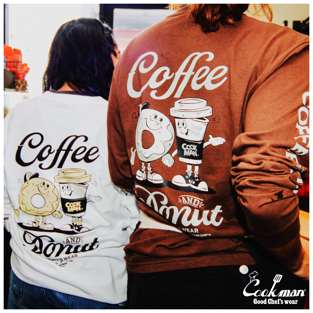 [クックマン]ロングスリーブ Tシャツ Coffee & Donut