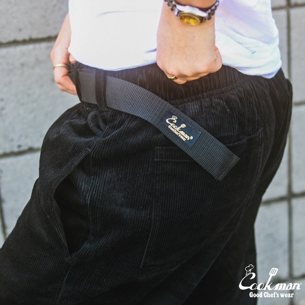 [クックマン]Chef Pants SemiwideBlack Belt Corduroy