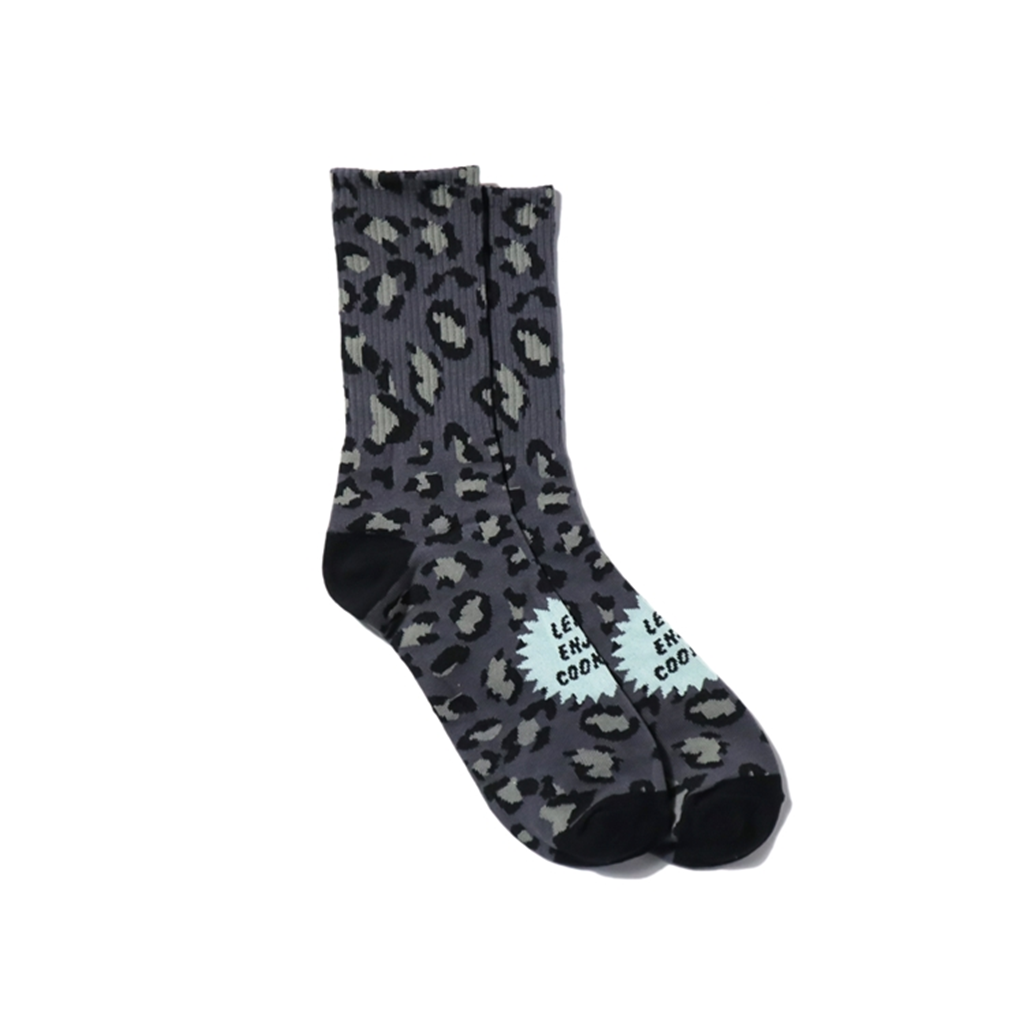 [クックマン]Rib Crew Socks Black Leopard