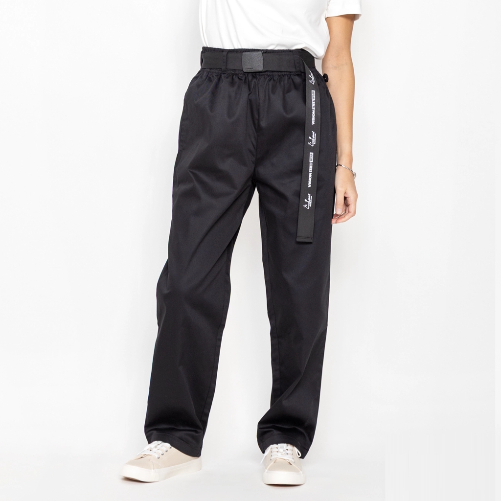[クックマン]Chef Pants Semiwide Black Belt Vision Black
