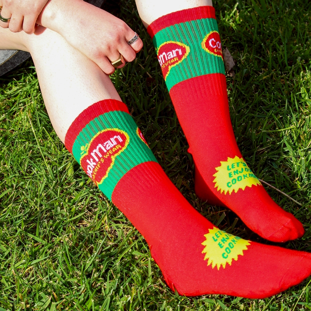 [クックマン]Rib Crew SocksTomato