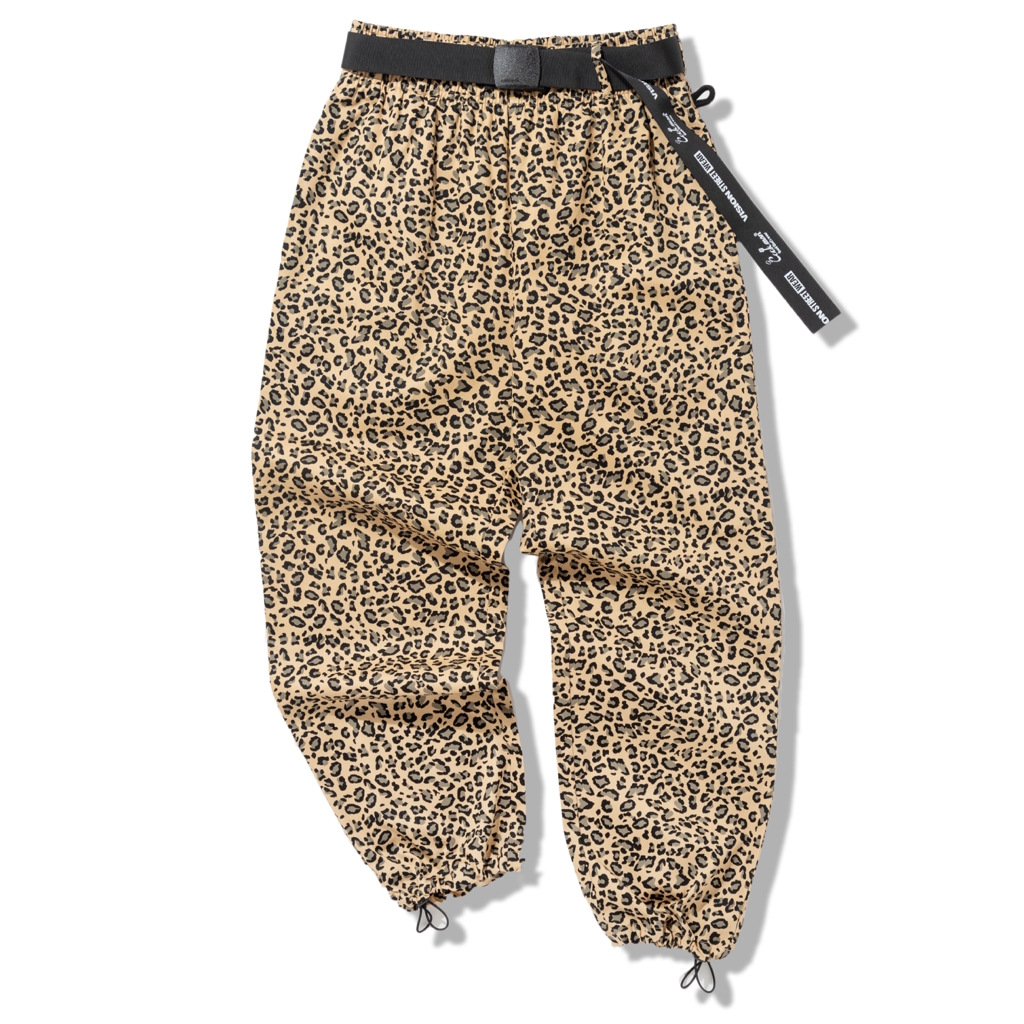 [クックマン]Chef Pants Semiwide Black Belt Vision Leopard Beige