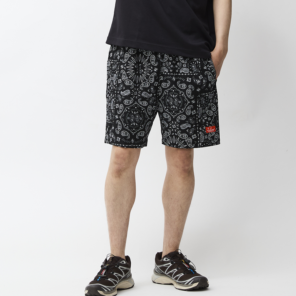 [クックマン]Chef Pants Short Light Paisley Black