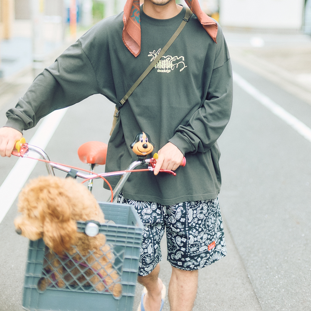 [クックマン]Chef Pants Short Front pocket Paisley Black