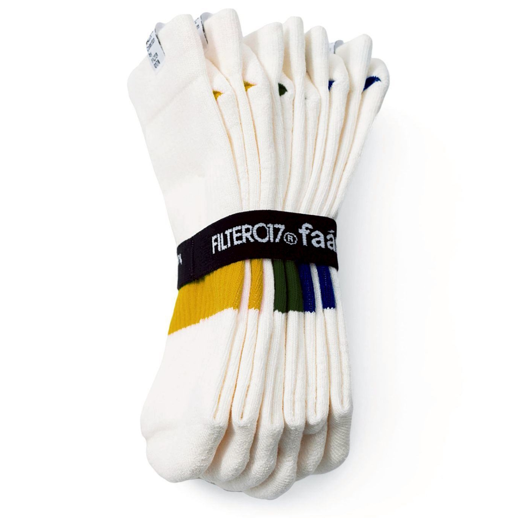 [フィルターゼロイチナナ]faam® x FILTER017® MALLOC™ Collection ( FLTR_M )ストライプ柄ニットスポーツソックス（3足セット）Bセット