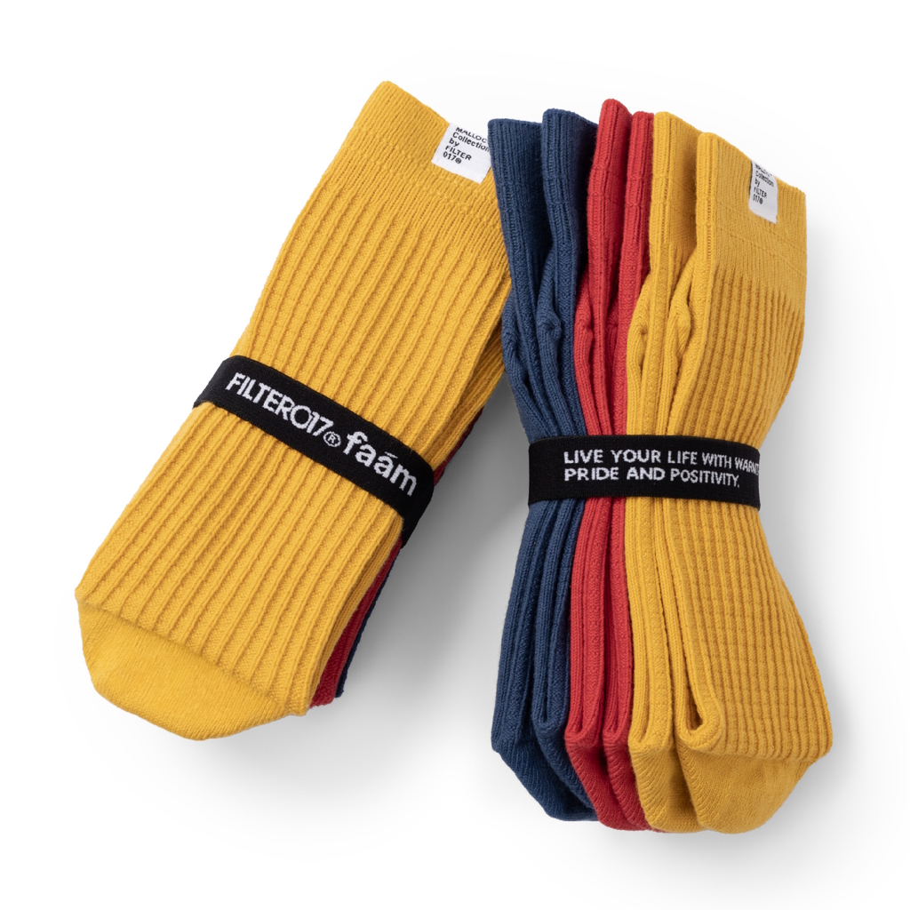 [フィルターゼロイチナナ]faam® x FILTER017® MALLOC™Collection ( FLTR_M )ワッフル柄ソックス（3足セット）