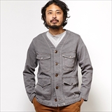 [ゴーヘンプ]NO COLLAR JACKET/10oz H/C STRETCH