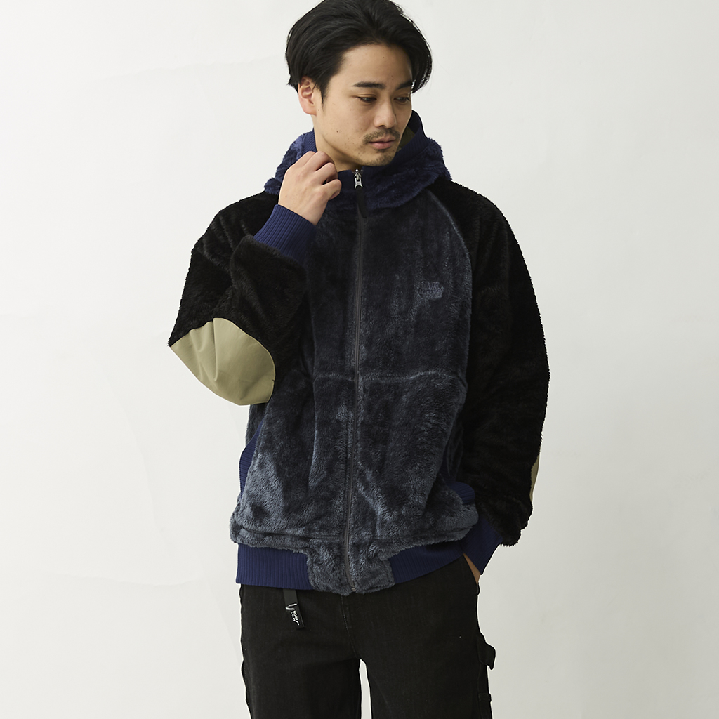 [ジムマスター]リバーシブルボアxリップストップフードジャケット