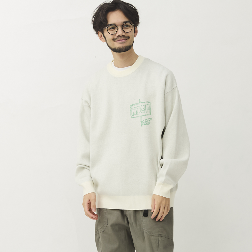 [ジムマスター]“NICE”ジャガードニットクルーネック