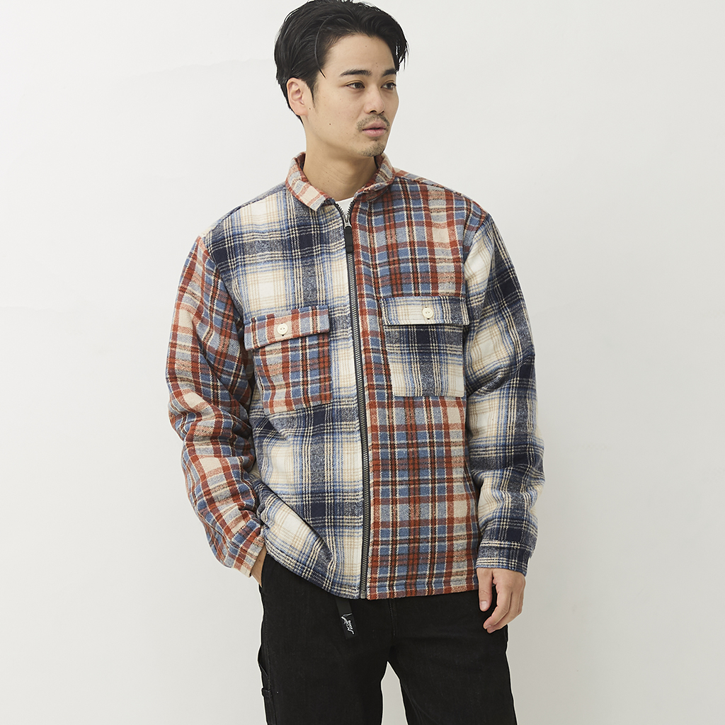 [ジムマスター]ヘビーチェックネル パデッドジップジャケット