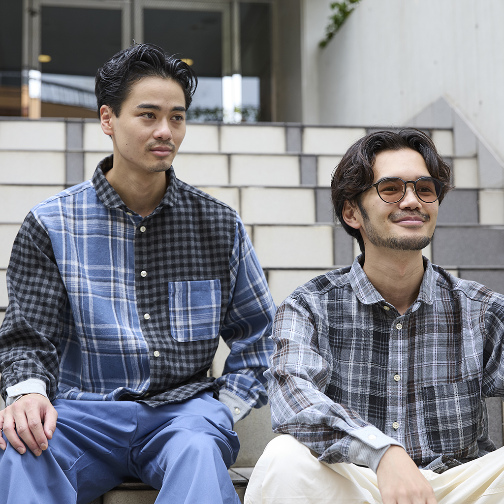 [ジムマスター]2WAYショールカラーチェックネルシャツ