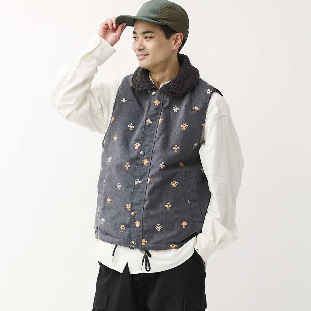 [ジムマスター]“HAPPY PAINT” ダックxボア リバーシブルデッキベスト