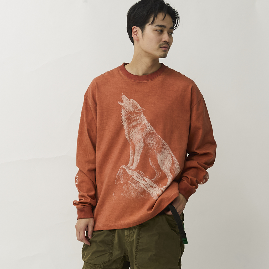 [ハクマウンテンサプライ]LOGO LONGSLEEVE-WOLFT