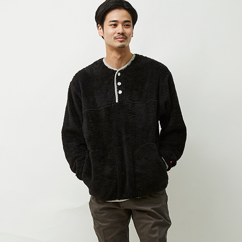 ヘルスニット | シェルパフリース ヘンリーネック長袖 | ボア