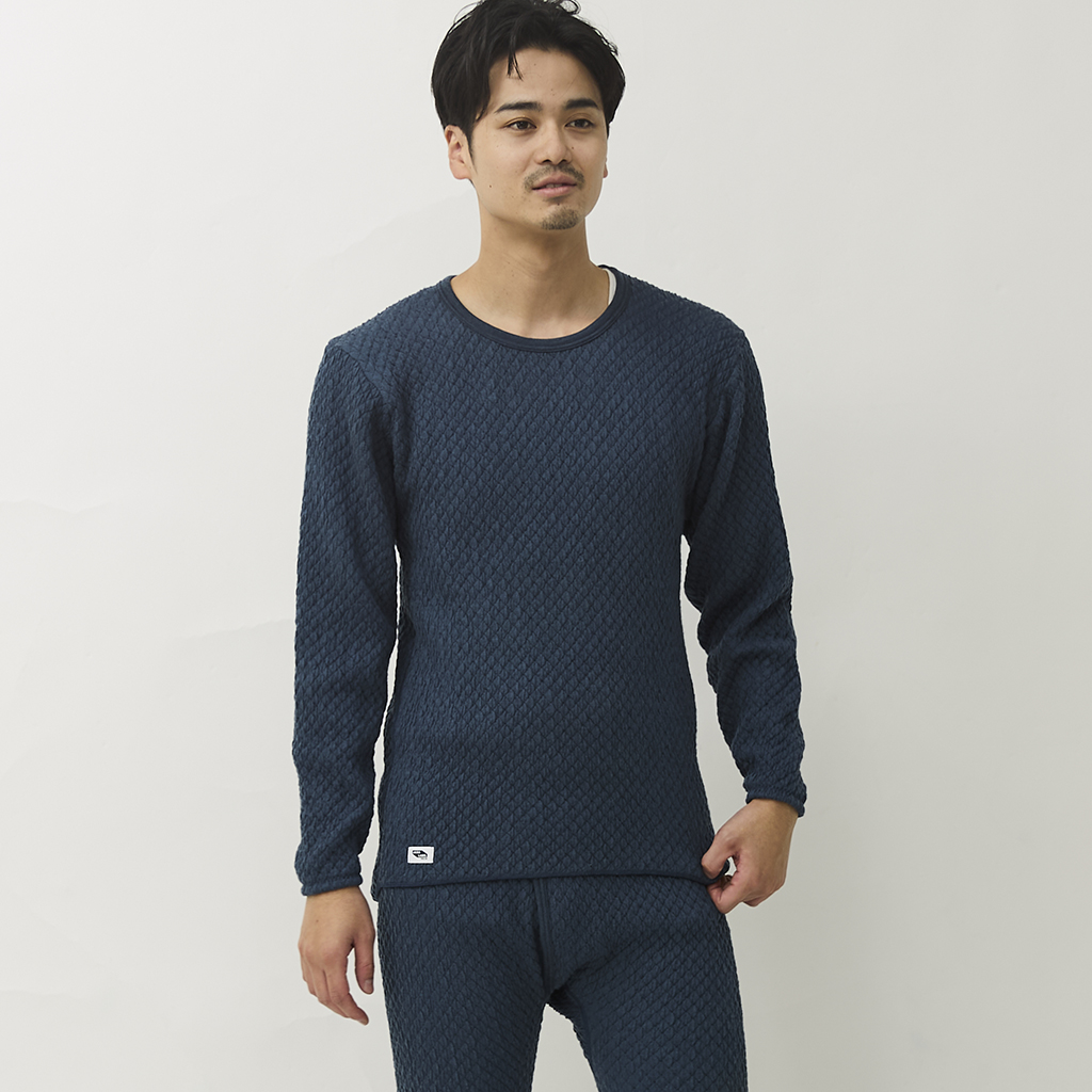 [ヒダマリ]ひだまりチョモランマ紳士長袖丸首シャツ