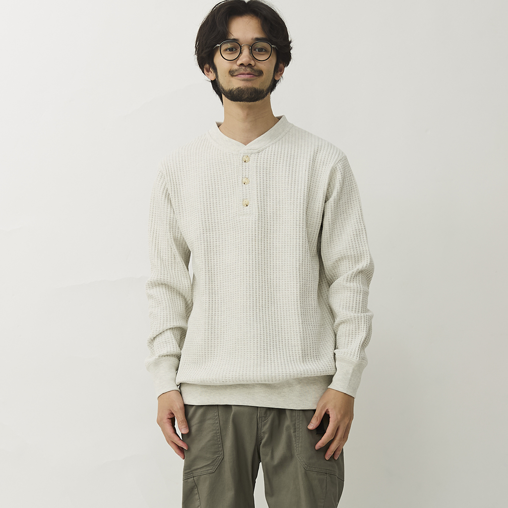 [ジェーイーモーガン]ビッグワッフルヘンリーネック