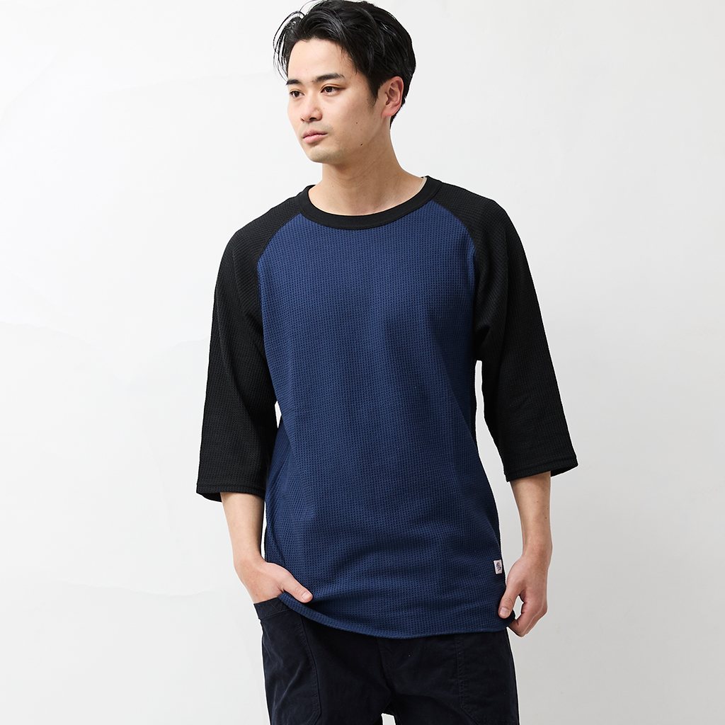 [ジェーイーモーガン]ワッフルクレリッククルーネック7分袖