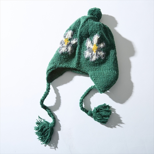 マクマホーンニッティングミルズ | Knit Cap Ear Muff+POMPOM-FLOWER