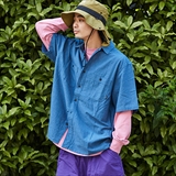 [ポーラ]EMB CHAMBRAY S/S RELAX FIT SHIRT