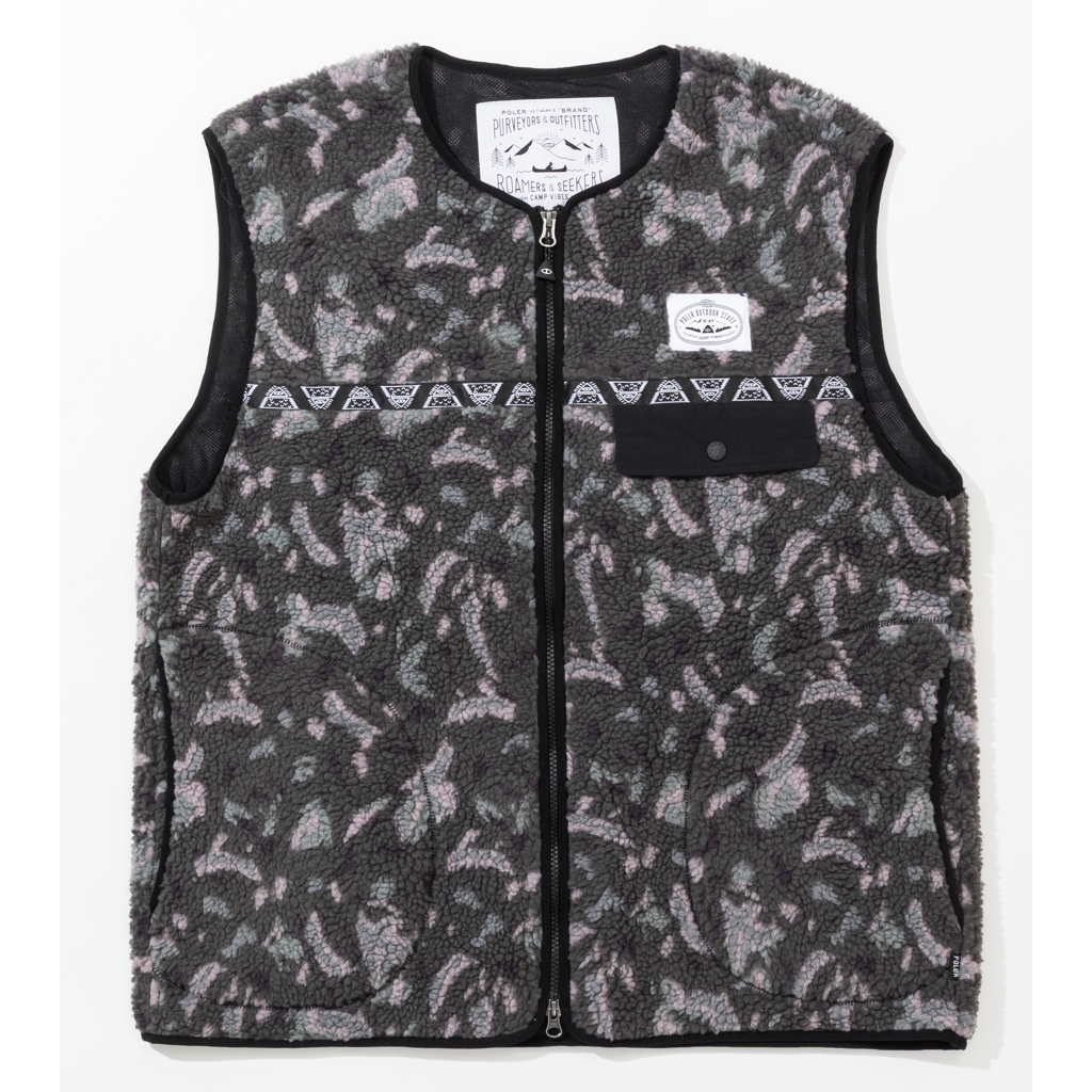 [ポーラ]JACQUARD SHERPA NO COLLAR VEST