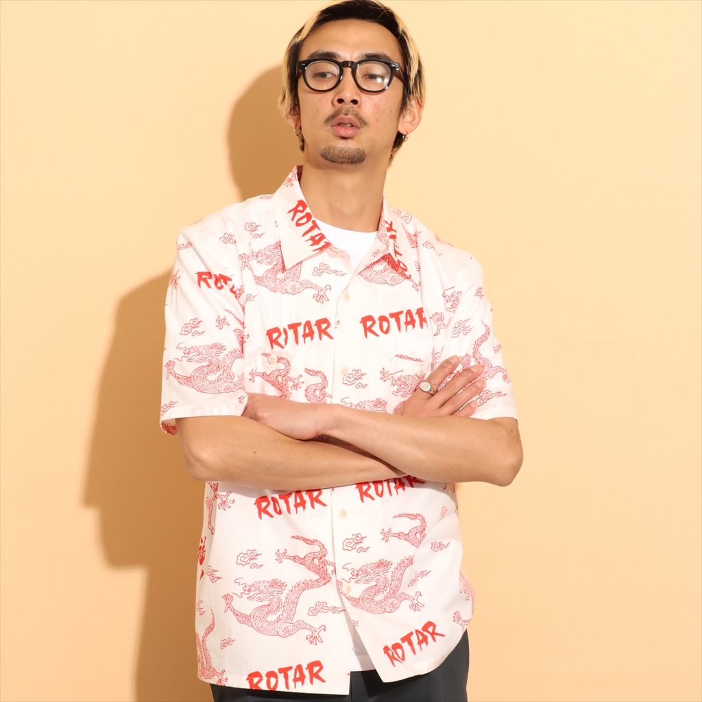 [ローター]Asian Dragon Textile Aloha Shirt