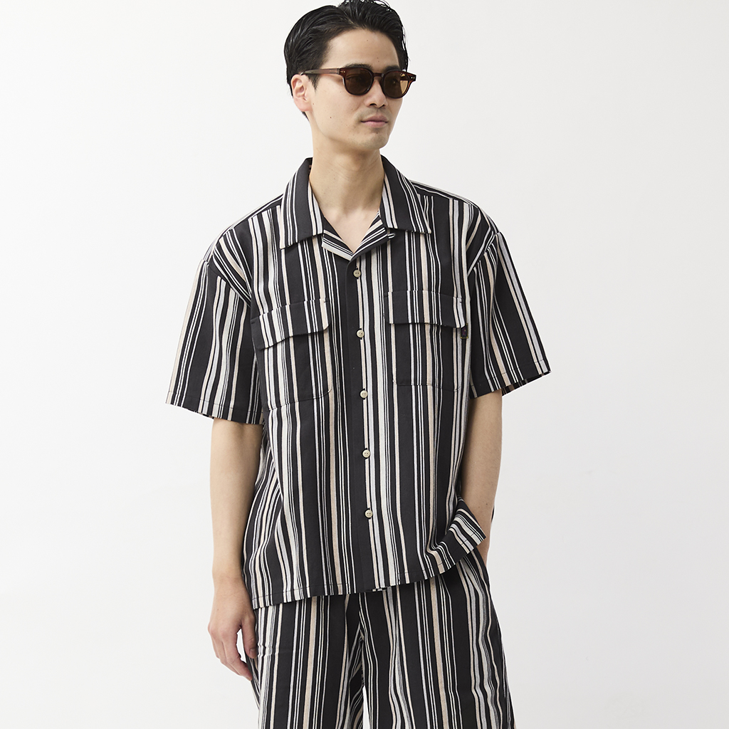 [ローター]Native Stripes Open Collar Shirt
