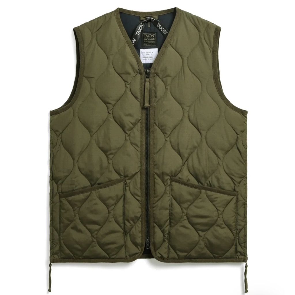 [タイオン]MILITARY ZIP V NECK DOWN VEST