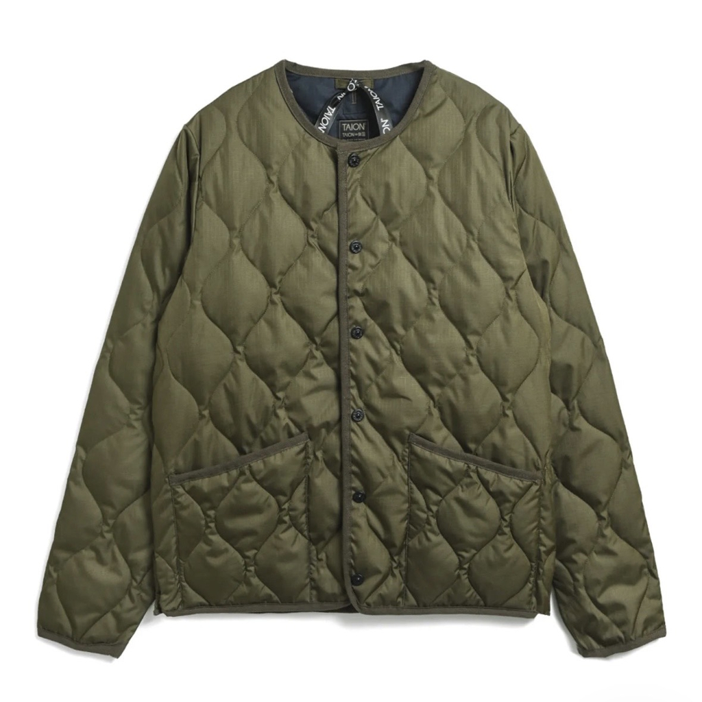 [タイオン]ミリタリー クルーネック ダウンジャケット