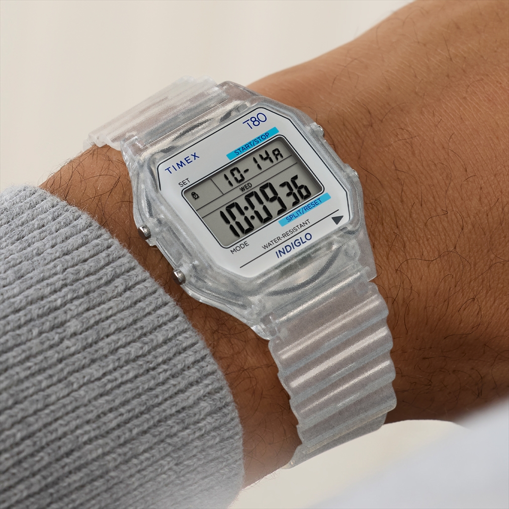 [タイメックス]Timex T80 34mm Resin Watch Strap（クリア）