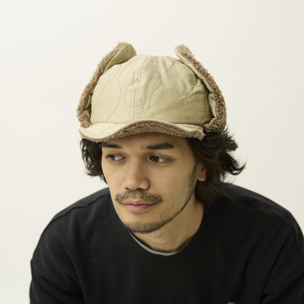 [ユニフォーム アウトドア スタンダード]2WAY 6PANEL MILITARY QUILT BOA FLEECE EARFLAP CAP