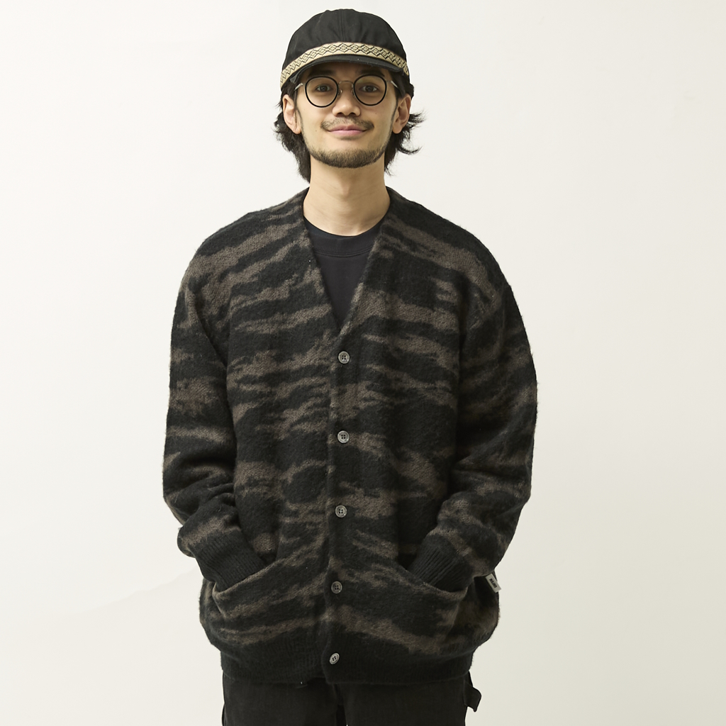 [ユニフォーム アウトドア スタンダード]MOHAIR KNIT CAMO CARDIGAN