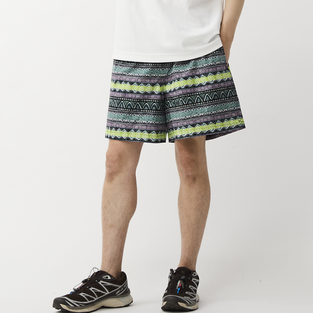 [ユニフォーム アウトドア スタンダード]2WAY BAGGY SURF 80s RETRO BORDER SHORTS