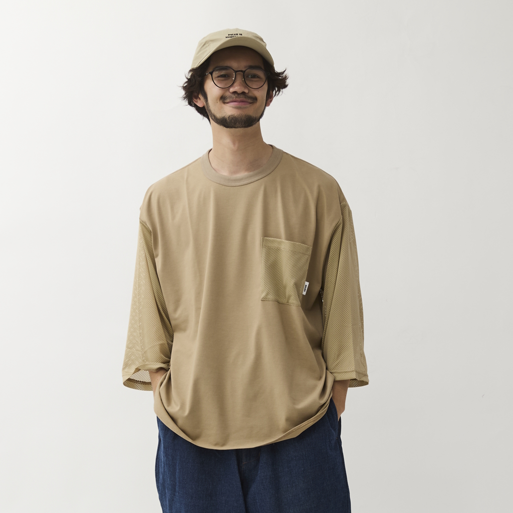 [ユニフォーム アウトドア スタンダード]AEROKNOT® HEAVYWEIGHT MESH PANEL 3/4 DRY POCKET T-SHIRT