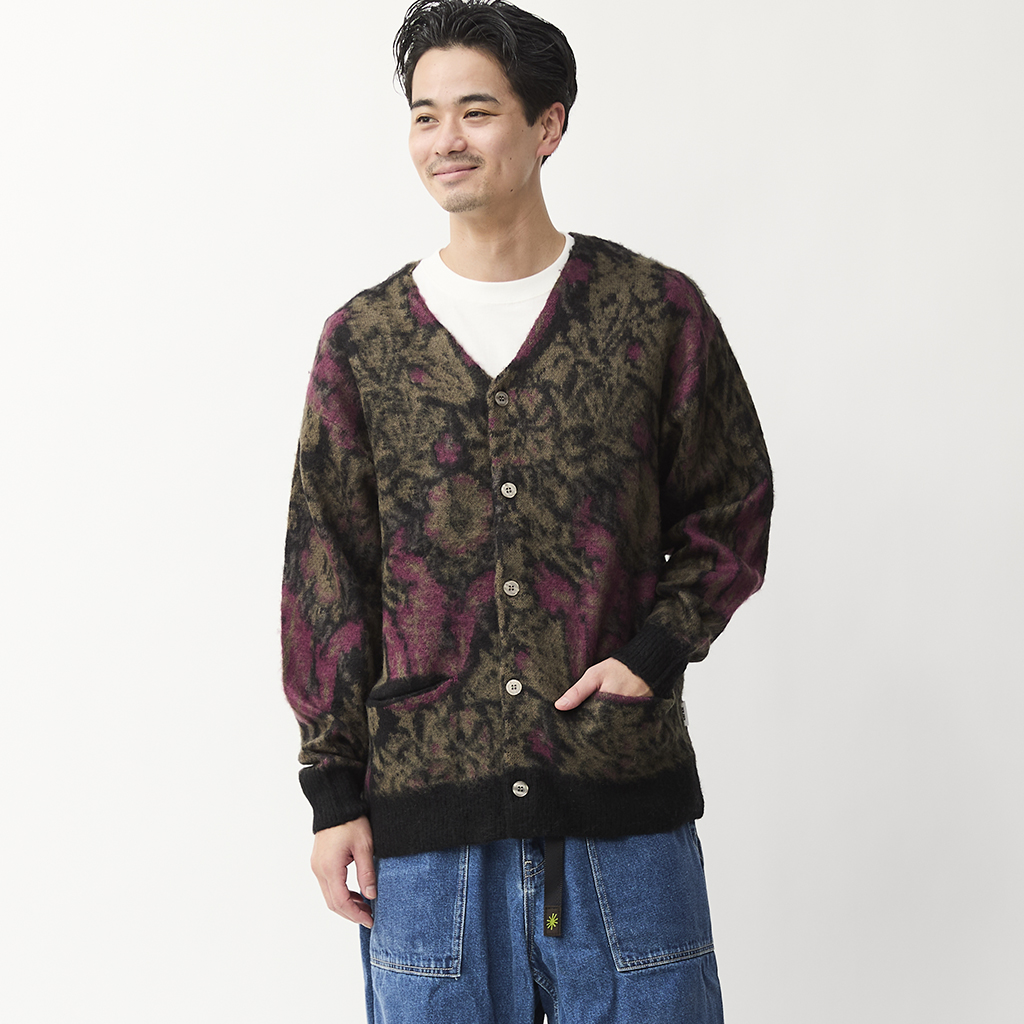 [ユニフォーム アウトドア スタンダード]MOHAIR KNIT VINTAGE FLOWER CAMO CARDIGAN
